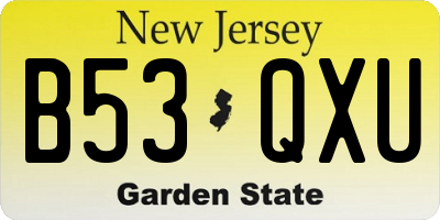 NJ license plate B53QXU