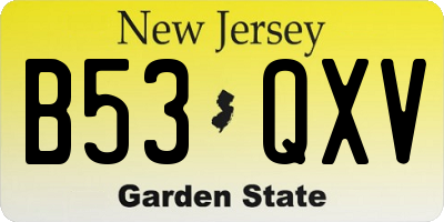 NJ license plate B53QXV