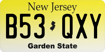NJ license plate B53QXY