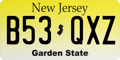 NJ license plate B53QXZ