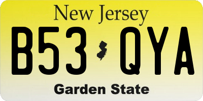 NJ license plate B53QYA