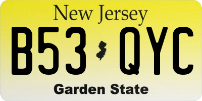 NJ license plate B53QYC