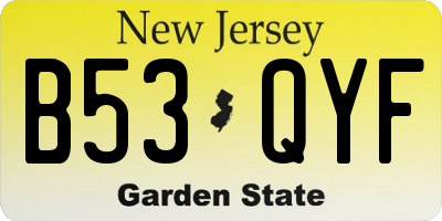NJ license plate B53QYF