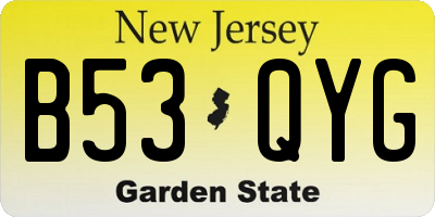 NJ license plate B53QYG