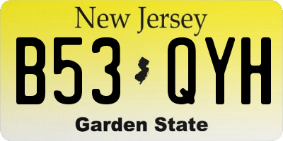 NJ license plate B53QYH
