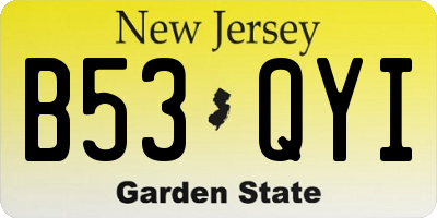 NJ license plate B53QYI