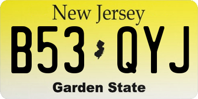 NJ license plate B53QYJ