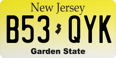 NJ license plate B53QYK