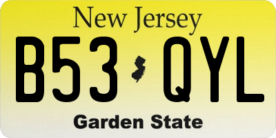 NJ license plate B53QYL