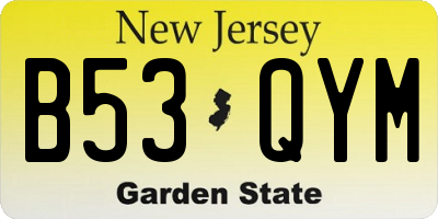 NJ license plate B53QYM