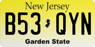 NJ license plate B53QYN