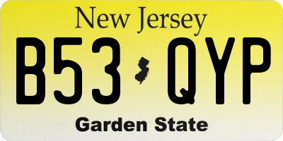 NJ license plate B53QYP