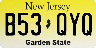 NJ license plate B53QYQ