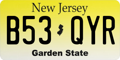 NJ license plate B53QYR