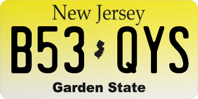 NJ license plate B53QYS