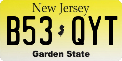 NJ license plate B53QYT