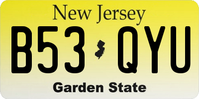NJ license plate B53QYU