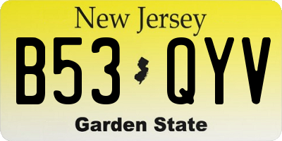 NJ license plate B53QYV