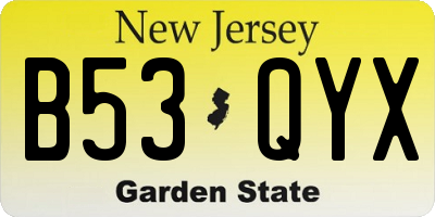 NJ license plate B53QYX