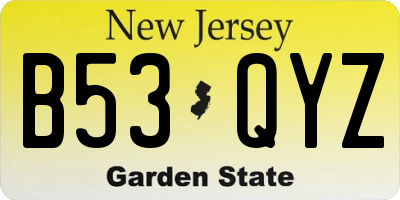 NJ license plate B53QYZ