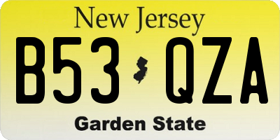 NJ license plate B53QZA