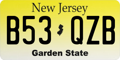 NJ license plate B53QZB