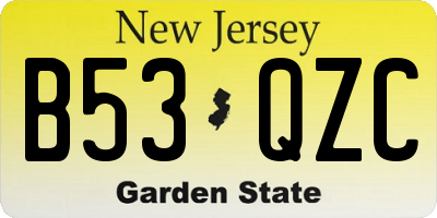 NJ license plate B53QZC