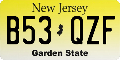 NJ license plate B53QZF