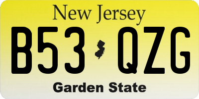 NJ license plate B53QZG