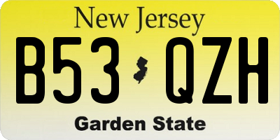 NJ license plate B53QZH