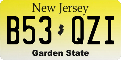 NJ license plate B53QZI