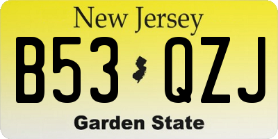 NJ license plate B53QZJ