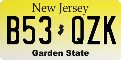 NJ license plate B53QZK