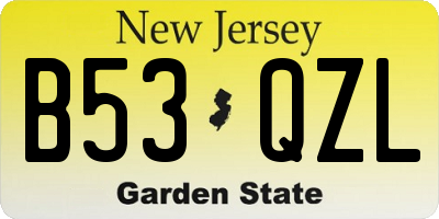 NJ license plate B53QZL