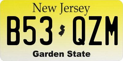 NJ license plate B53QZM