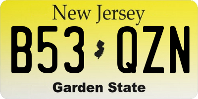 NJ license plate B53QZN