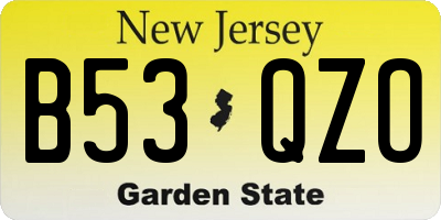 NJ license plate B53QZO