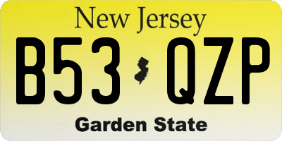 NJ license plate B53QZP