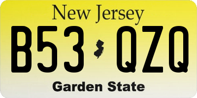 NJ license plate B53QZQ
