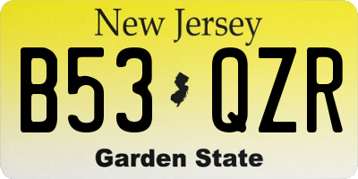NJ license plate B53QZR