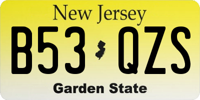 NJ license plate B53QZS