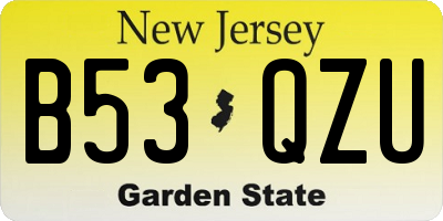 NJ license plate B53QZU