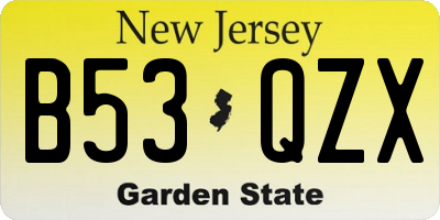 NJ license plate B53QZX