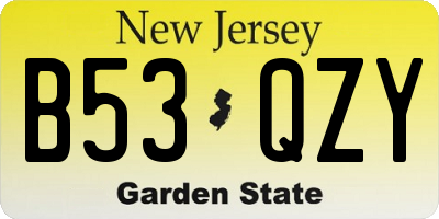 NJ license plate B53QZY