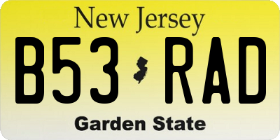 NJ license plate B53RAD