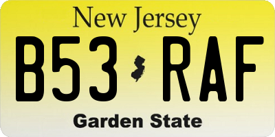 NJ license plate B53RAF