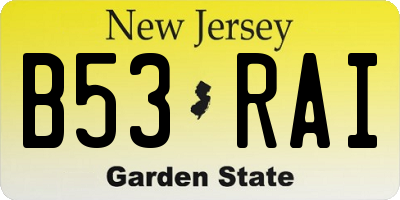 NJ license plate B53RAI