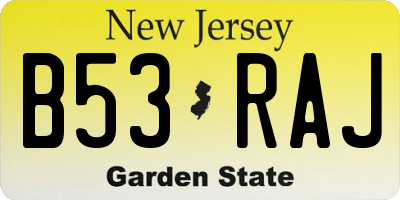 NJ license plate B53RAJ