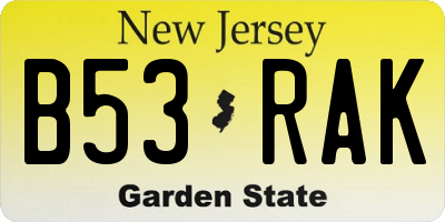 NJ license plate B53RAK