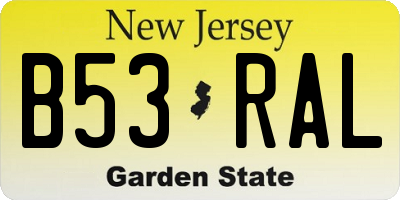NJ license plate B53RAL